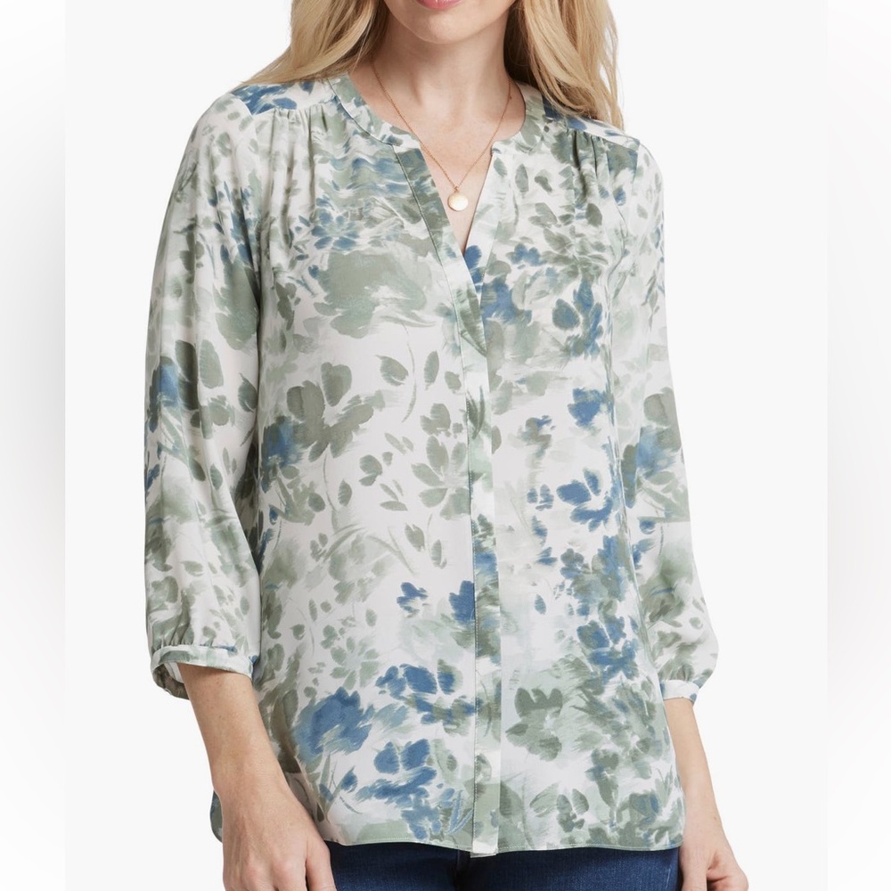 NYDJ Floral Blouse - Blue and Green NWOT